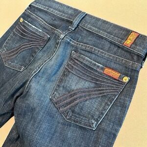 7 For All Mankind Dojo Women's Capri Jeans Sz 27 Dark Wash Wide Leg USA Made